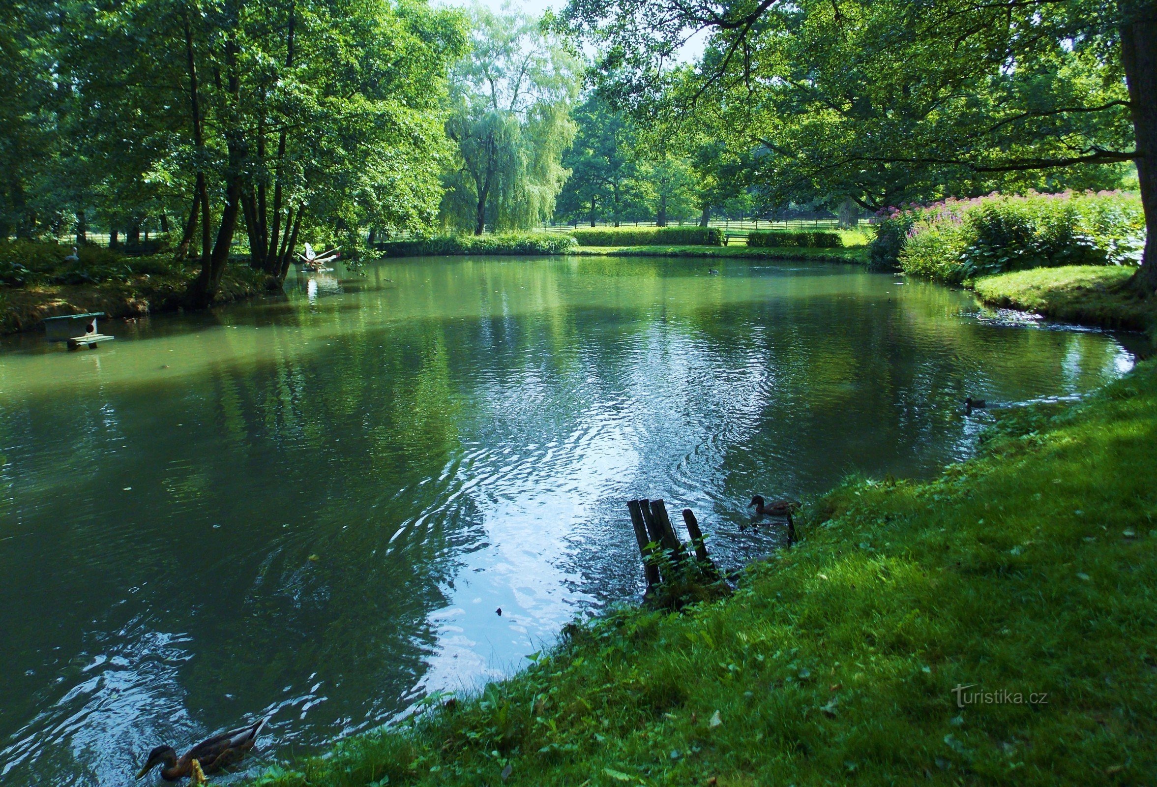 Slotspark med en minizoo i Častolovice