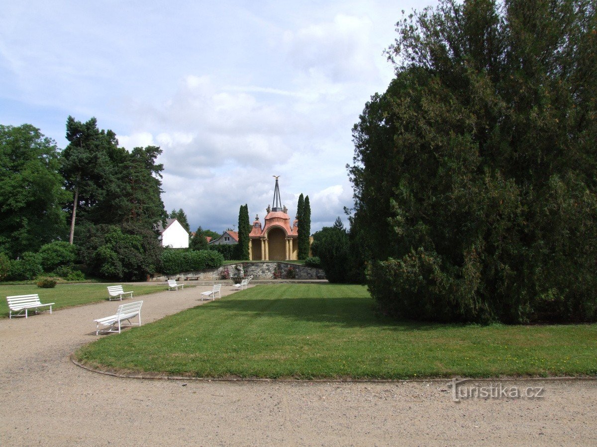 Slottspark nära slottet Ploskovice