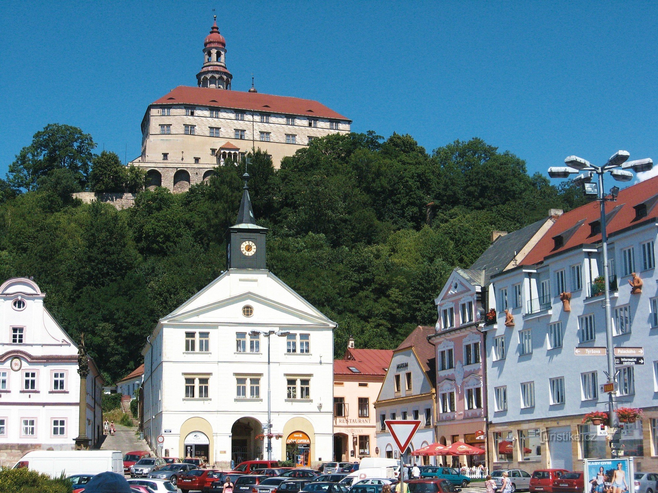 castle and square in Náchod