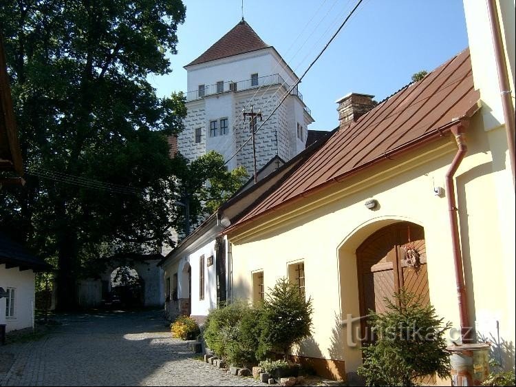 Kasteel en onderkasteel: kasteel - weg vanaf het plein in Rožmitále pod Třemšín