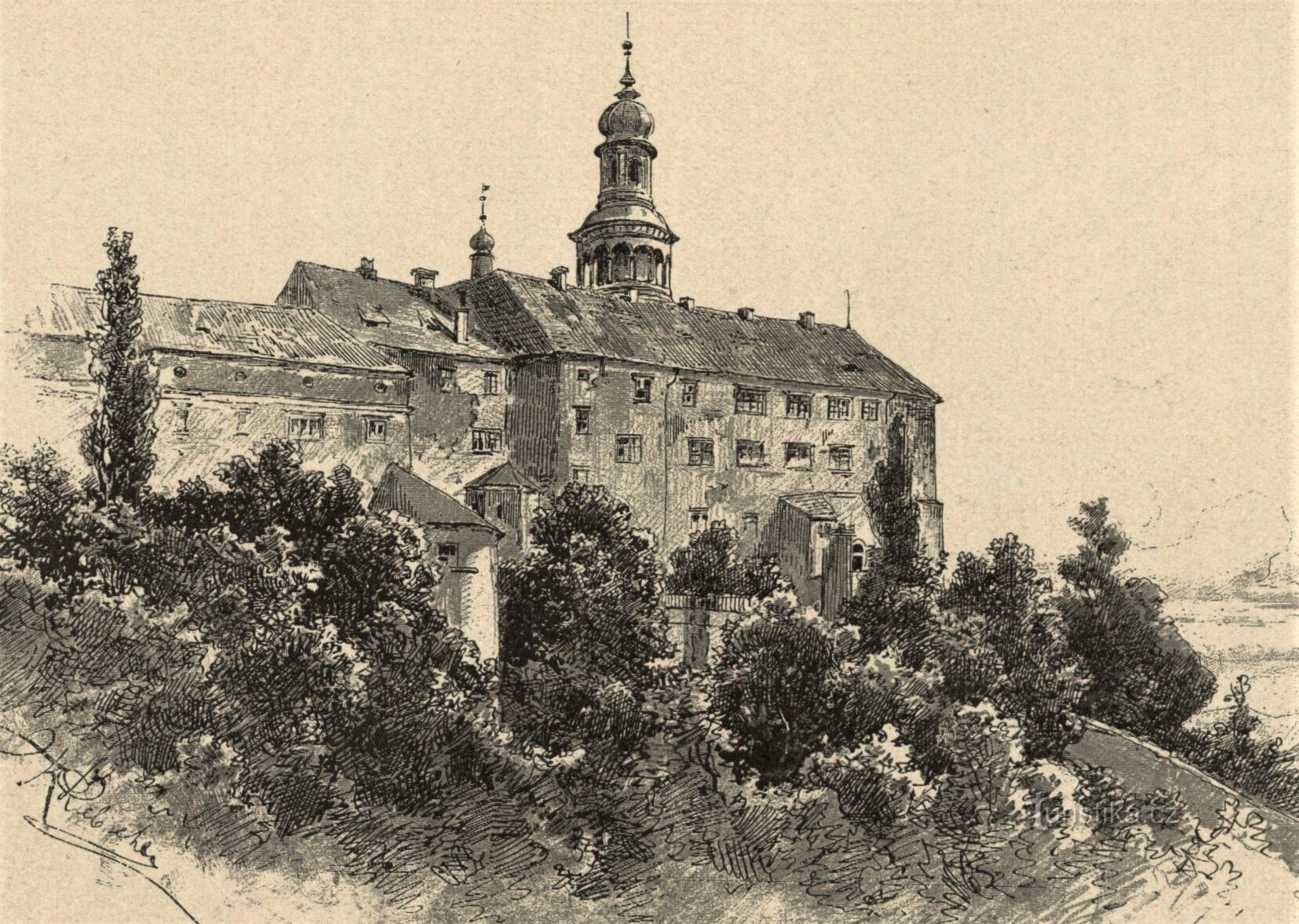 Castillo en Náchod en la segunda mitad del siglo XIX