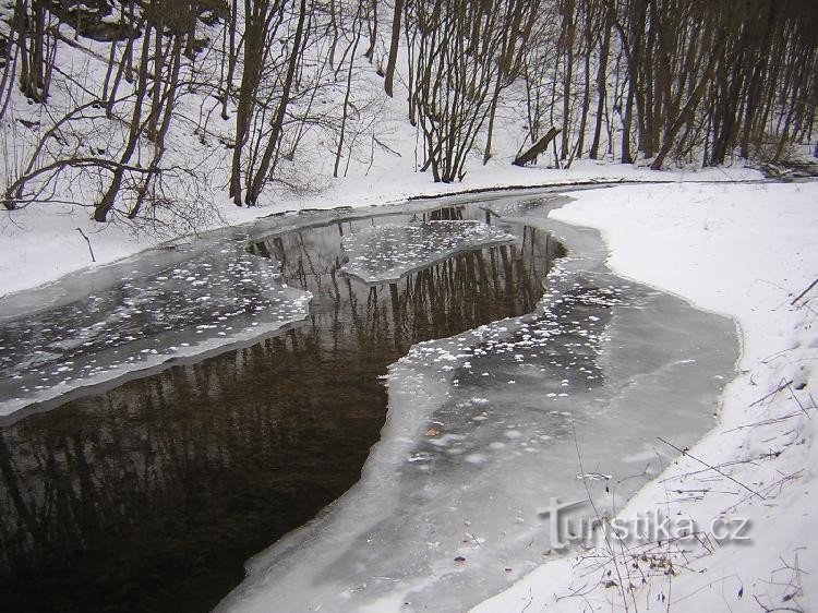 A frozen lake in the Říčka valley