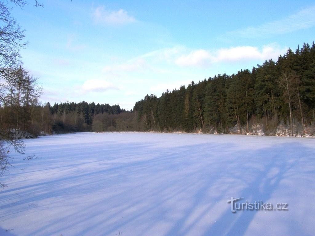 zugefrorener Teich Drátovec