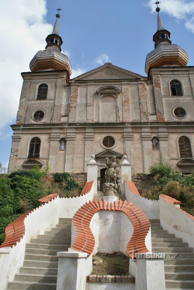 Zbyslav - stairs in front of the Church of the Holy Trinity