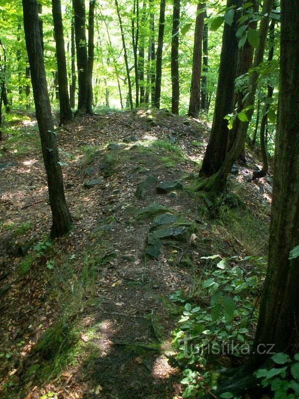 Überreste der Burg Kuchlova - eine der Mauern