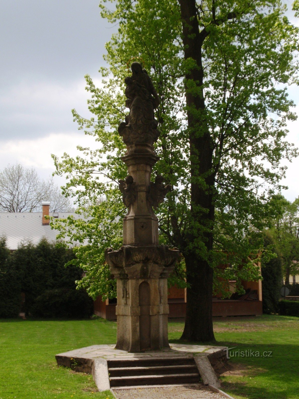 Žďár nad Sázavou - a column with a statue of the Virgin Mary