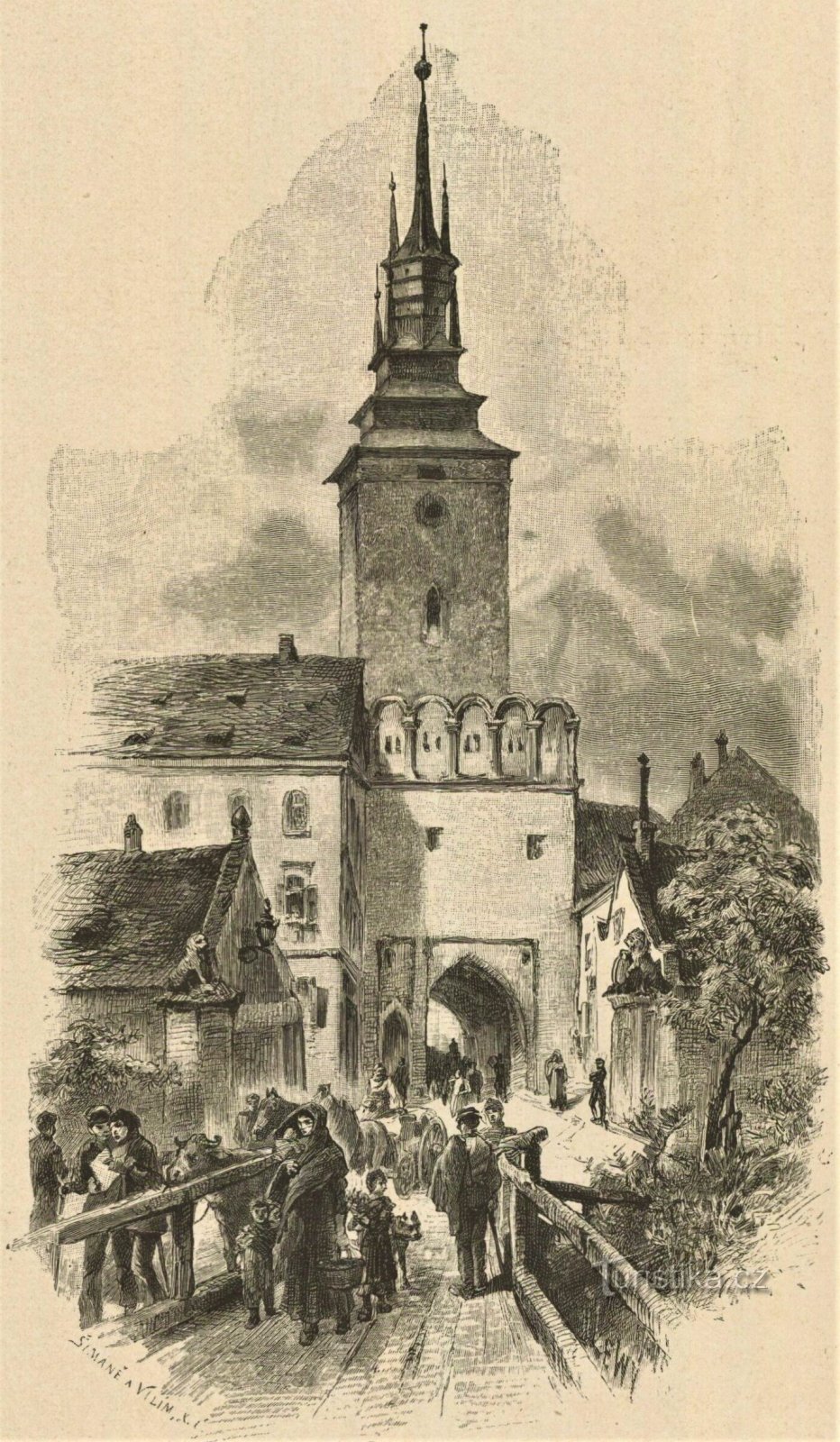 La porte verte de Pardubice avant réparation en 1886