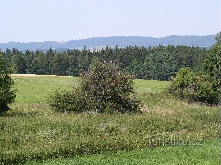 Železné hory: kilátás a Chotěboř és Bílek közötti vasútvonalról