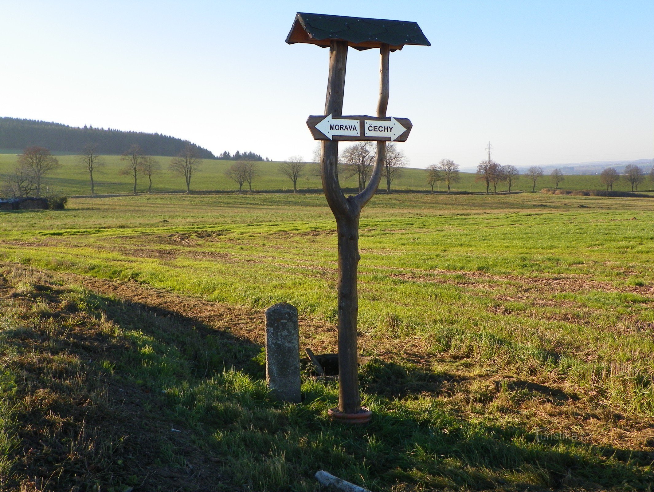 Land boundary stone near Rosička