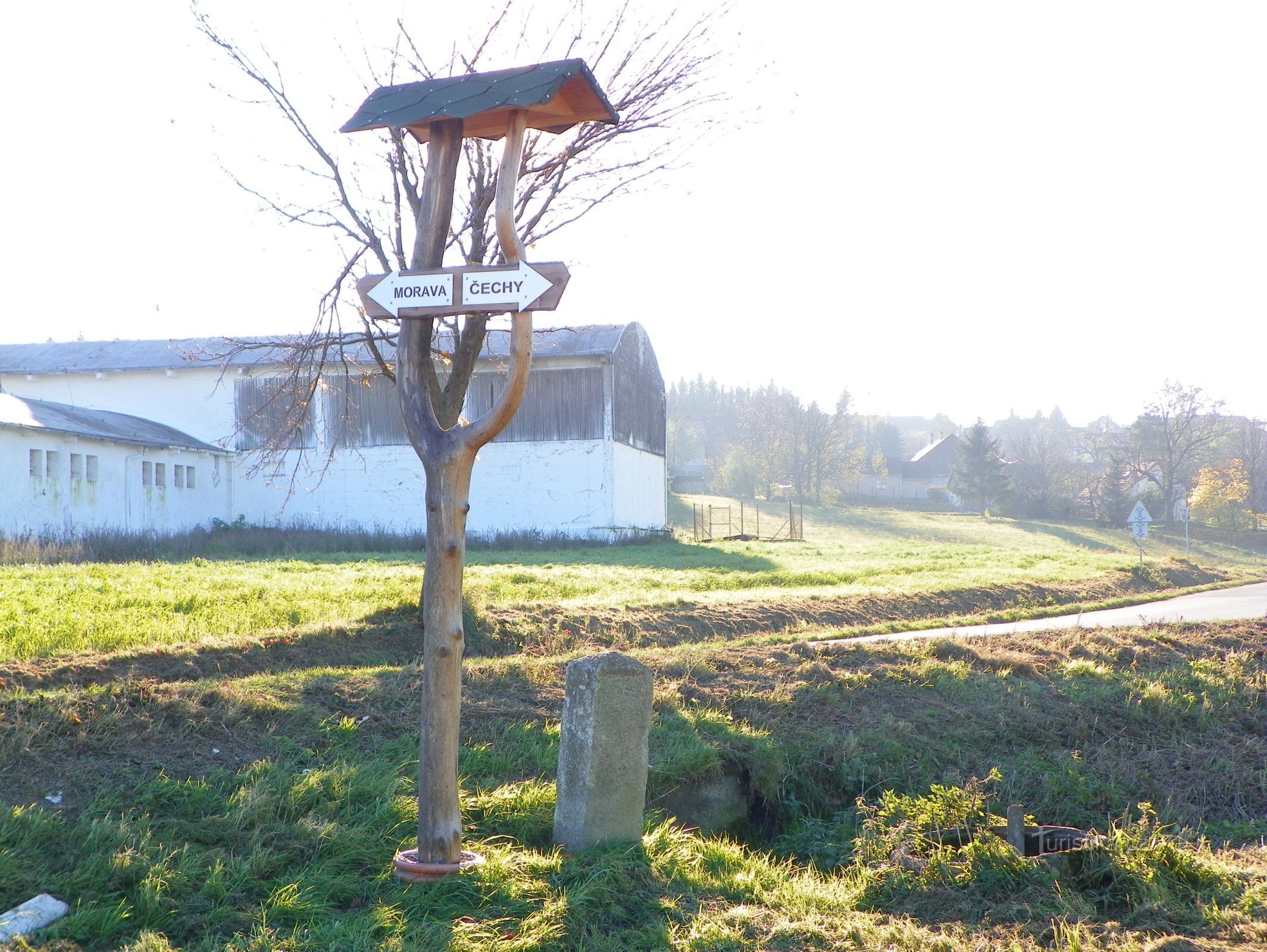 Land boundary stone near Rosička