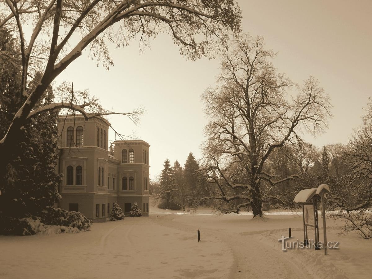 idylle van een winterkasteel