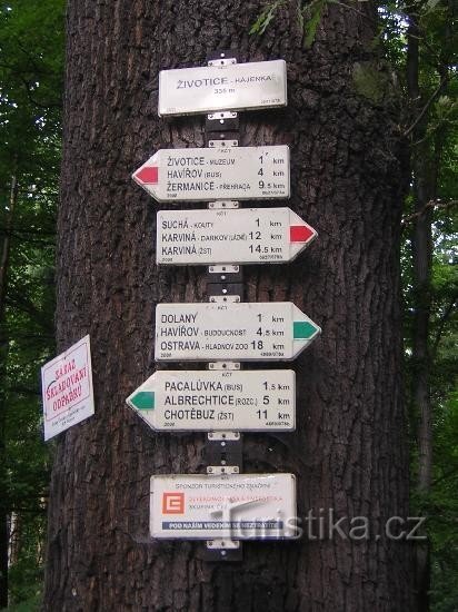 Životice - Game Reserve: Životice - Game Game, signpost - detail