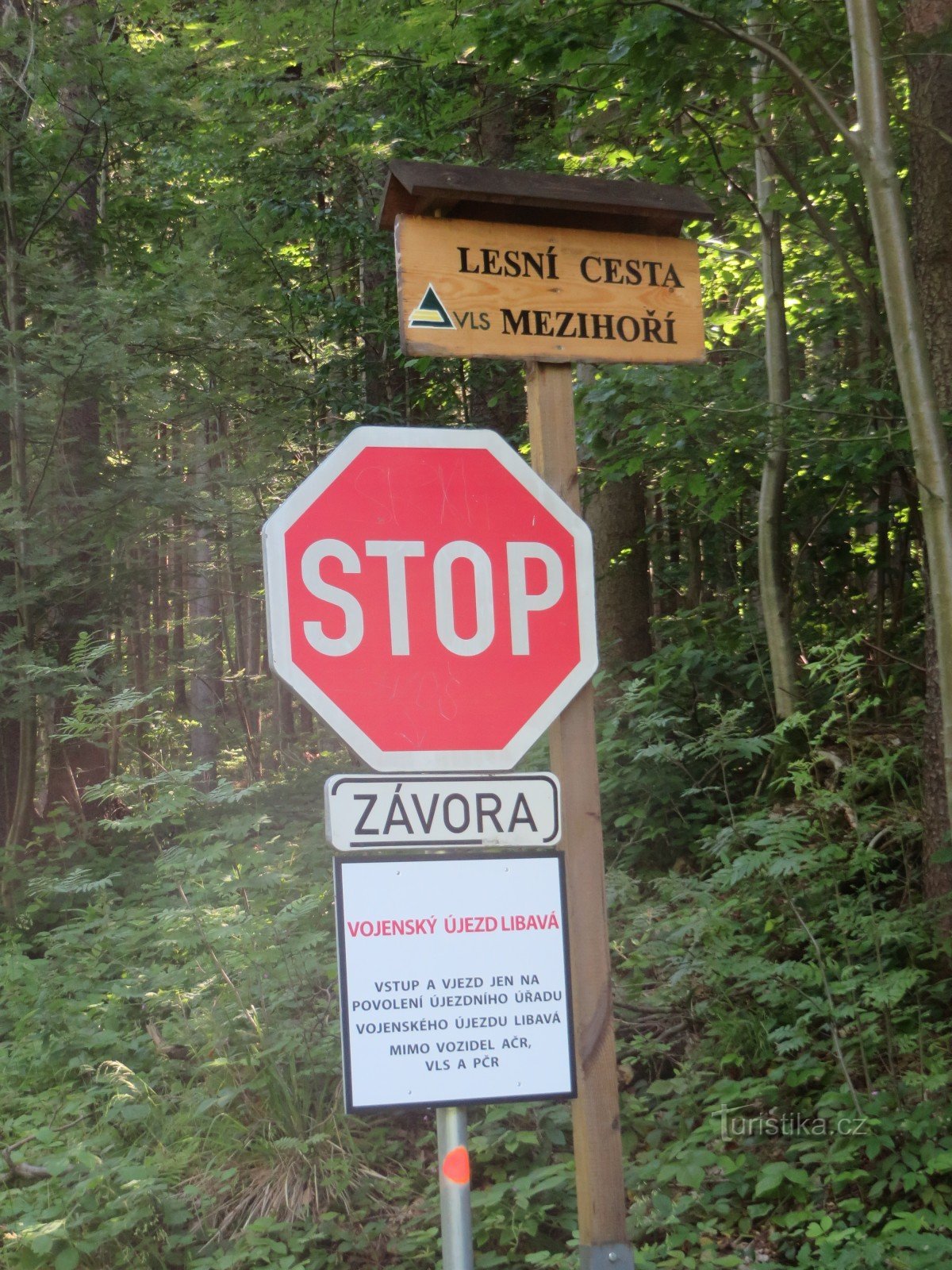Vejafmærkning i Libavá militærområde