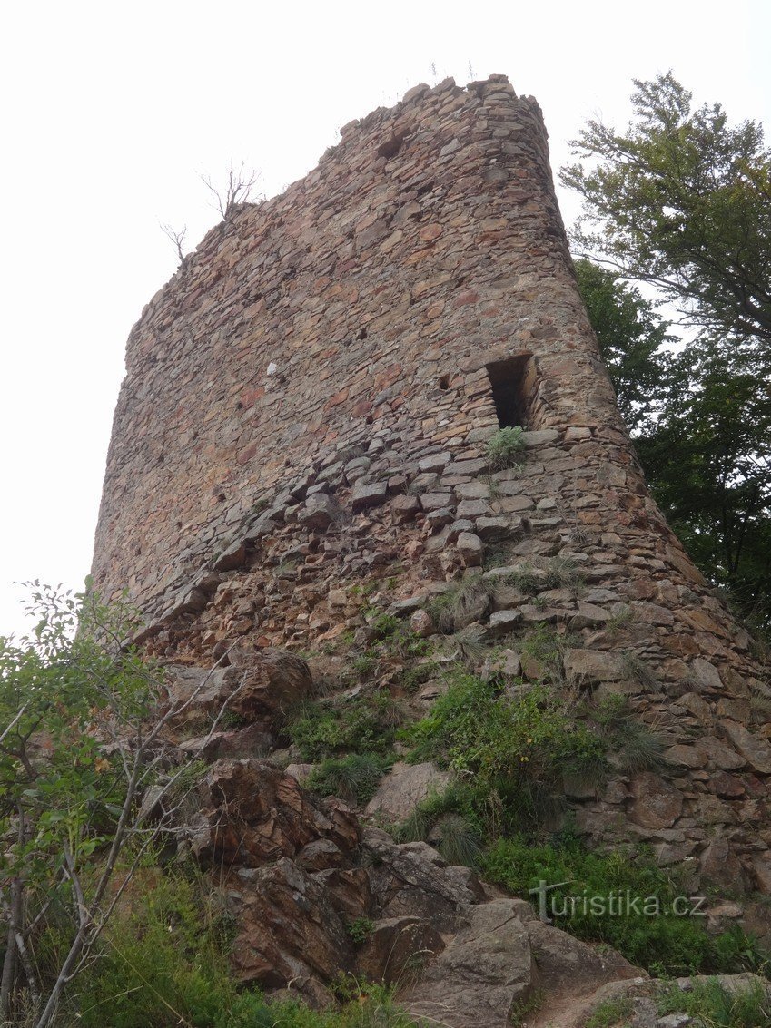 The ruins of the Oheb castle by the water reservoir Seč